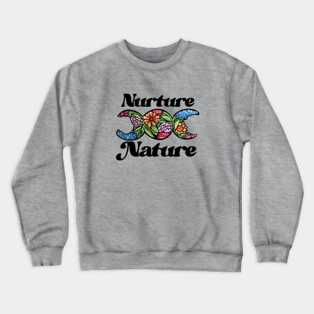 Nurture Nature Triple Moon Symbol Crewneck Sweatshirt by bubbsnugg